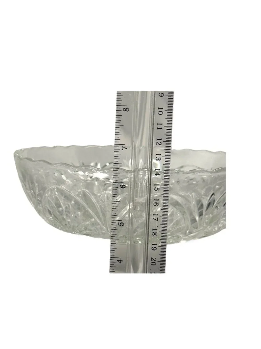 Indiana Glass Bowl Clear Pressed Starburst Pattern With Scalloped Rim 8